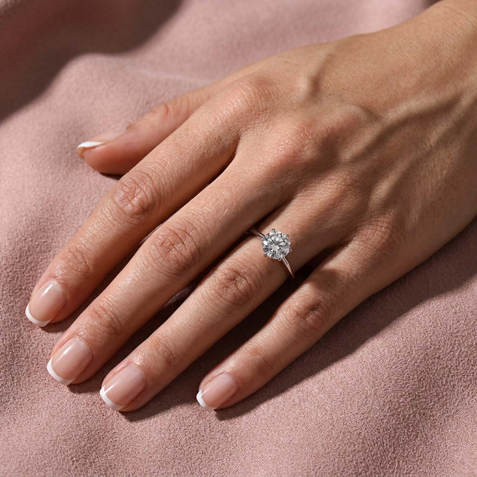 Solisfine Moissanite 2.0 Ct ~ 4.0 Ct Round Cut 6 Prong Engagement Ring For Women