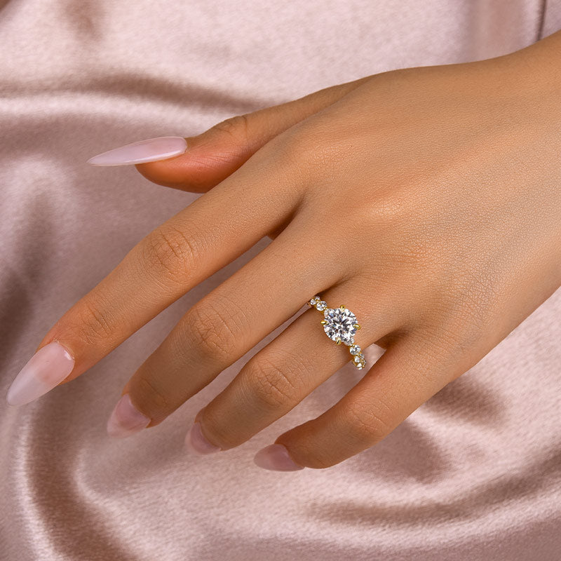 Solisfine Moissanite 2.0 Ct Yellow Gold Promise Bridal Ring