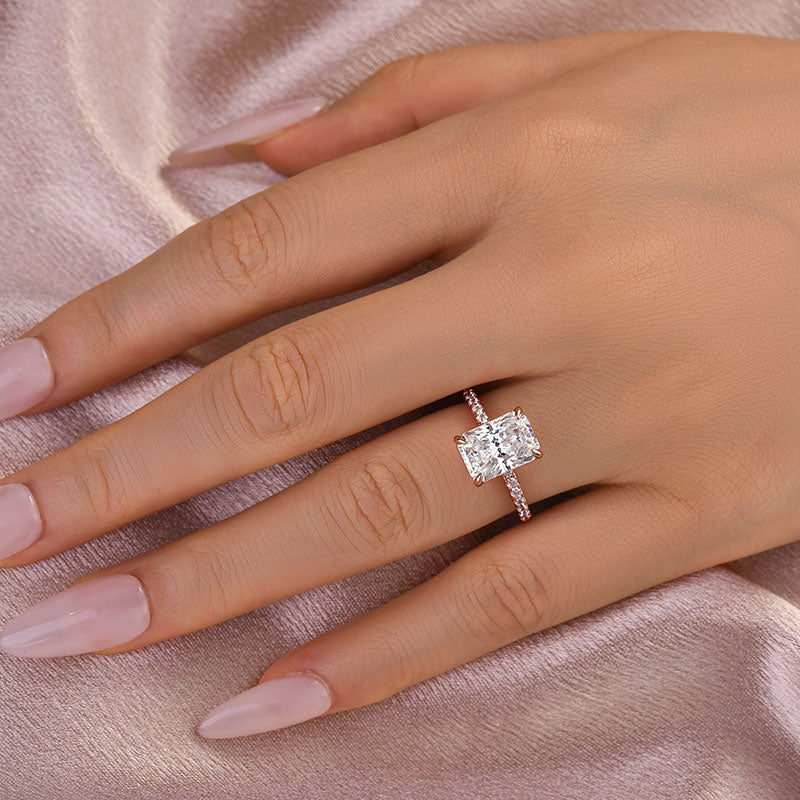 Solisfine Moissanite 2.0 Ct~3.5 Ct Radiant Cut Rose Gold Engagement Ring For Women