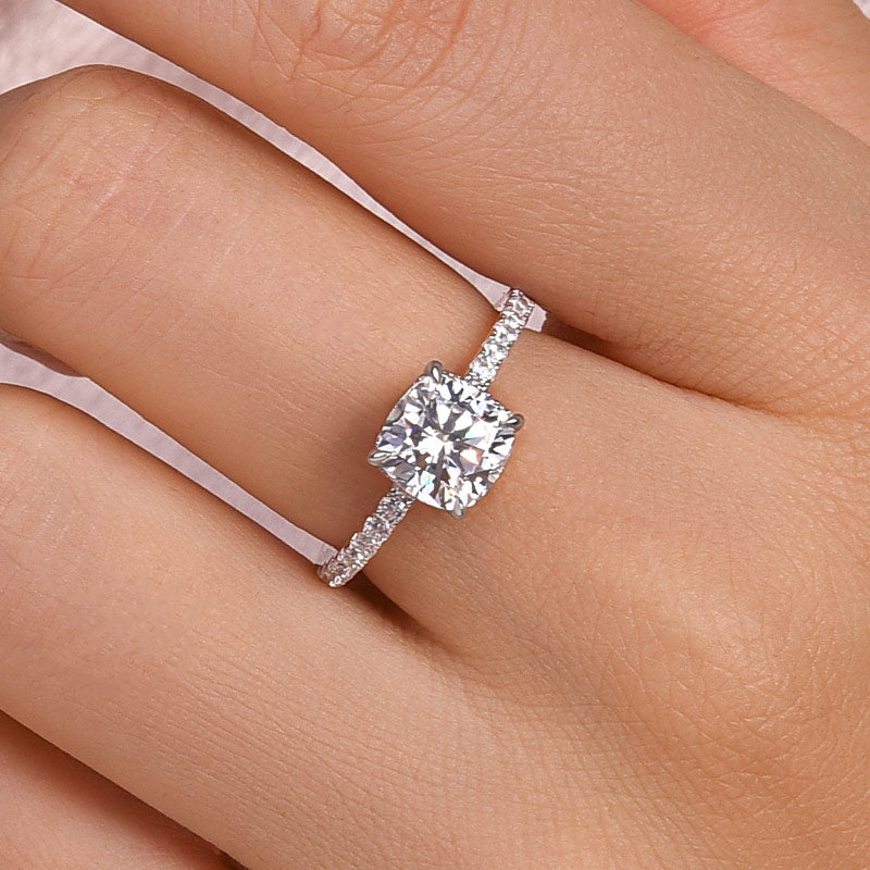 Solisfine Moissanite 2.0Ct -2.5Ct Square Cushion Promise Bridal Ring