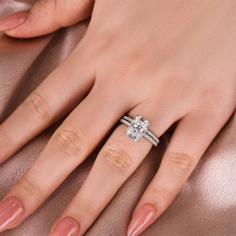 Solisfine Moissanite 3.5 Ct Radiant Cut White Gold Wedding Ring For Women