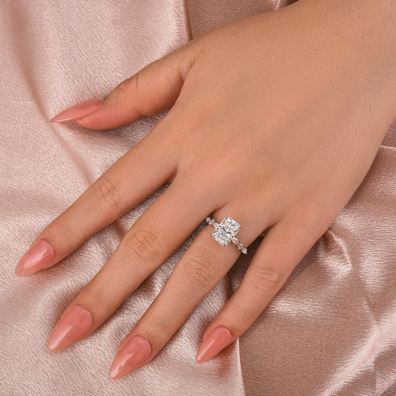Solisfine Moissanite 3.5 Ct Radiant Cut White Gold Travel Ring For Women