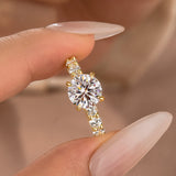 Solisfine Moissanite 2.0Ct~4.0 Ct Round Yellow Gold Engagement Ring