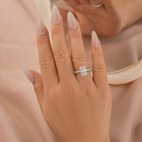 Moissanite Triple Row Pavé 3.5Ct Radiant Cut White Gold Engagement Ring