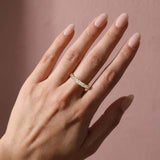 Solisfine Moissanite 2.5 Ct Yellow Gold Round Cut Full Wedding Band for Women