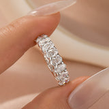 Solisfine Moissanite 3.0 Ct Oval Cut Half White Gold Wedding Band