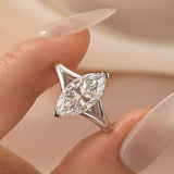 Moissanite 3.0Ct Marquise Cut Split Shank Engagement Ring Travel Ring In Sterling Silver
