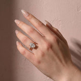 Solisfine Moissanite 4.0Ct Solitaire Oval Cut Rose Gold Engagement Ring with Plain Wedding Band