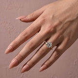 Solisfine Moissanite 4.0 Ct Round Yellow Gold Engagement Ring