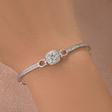 Solisfine Moissanite 1.0 Ct Halo Round Cut White Gold Bracelet