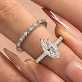 Solisfine Moissanite 2.0Ct Marquise Cut Engagement Ring With Green & White Round Cut Wedding Band