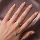 Solisfine Moissanite S925 0.48ct Round Brilliant Cut Yellow Gold Eternity Wedding Band in Sterling Silver
