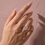 S925 Moissanite Solitaire 5.5Ct Oval Cut Rose Gold Wedding Ring Set With Round Cut Wedding Band