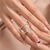 Solisfine 2PC Moissanite 4.0Ct Pear Cut Engagement Ring With Pear Cut Wedding Band Wedding Ring Set