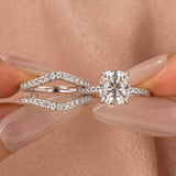 Moissanite 3.0Ct Cushion Cut/2.0Ct Princess Cut White Gold Wedding Ring with Enhancer Ring