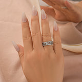 Eternity 3PCS Stacking Moissanite Wedding Band Set In White Gold Plated