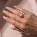 S925 Moissanite 1.0Ct Round Cut Promise Ring & V-Shaped 0.25Ct Band Stackable Bridal Ring Set