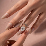 Solisfine Moissanite 4.0Ct Solitaire Oval Cut White Gold Engagement Ring with Plain Wedding Band