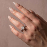 Solisfine Moissanite S925 2.0Ct Radiant Cut Engagement Ring Set in Sterling Silver with Pave Wedding Band