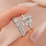 Moissanite 4.0Ct Solitaire Oval Cut/3.5Ct Emerald Cut White Gold Wedding Ring with Emerald Cut Wedding Ring