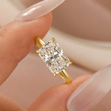 Moissanite 3.5 Ct East-West Radiant Cut Solitaire Engagement Ring In Sterling Silver