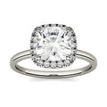 1.43 CTW DEW Cushion Moissanite Engagement Ring in 14K White Gold
