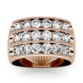 2.88 CTW DEW Round Moissanite Three Row Statement Ring in 14K Rose Gold