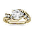 1.38 CTW DEW Round Moissanite Bypass Side-Stone Engagement Ring in 14K Yellow Gold