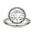 3.60 CTW DEW Round Moissanite Beaded Solitaire Engagement Ring in 14K White Gold