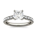 1.46 CTW DEW Cushion Moissanite Engagement Ring in 14K White Gold