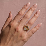 Solisfine S925 Moissanite V-Shaped Crown Enhancer Band In 18K Yellow Gold Plated Silver