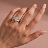 S925 Vintage Moissanite 3.0Ct Oval Cut Side Stone Twist Engagement Ring in 18K White Gold Sterling Silver