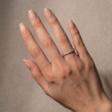Solisfine Mossianite S925 Wave-Shaped Eternity Band In Sterling Silver Stackable Wedding Ring For Women