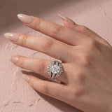Solisfine Moissanite 2.0Ct Round Cut Engagement Ring with 1.65Ct Enhancer Wedding Band