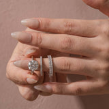 Solisfine Moissanite S925 4.0Ct Solitaire Round Cut Engagement Ring in Sterling Silver with Classic Wedding Band