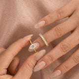 S925 Moissanite 2Ct Marquise Cut Engagement Ring With 3.0Ct Oval Full Pave Band Bridal Ring Set For Everyday Wear