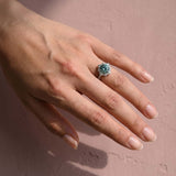 Solisfine Moissanite 2.0 Ct Turquoise Snowflake Design Travel Ring