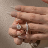 Solisfine Moissanite S925 3.0Ct Round Cut 2PC Engagement Ring Set Stackable Ring Set For Women