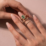 S925 Moissanite 3.5CT Radiant Cut Green Engagement Ring with Round & Marquise Accents Bands
