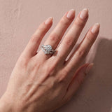 Rodiiffy Moissanite 2.0Ct Round Cut Engagement Ring with 0.5Ct Round Wedding Band