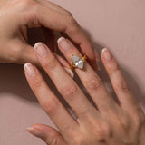 S925 Moissanite Twist 3.0Ct Marquise Cut Yellow Gold Engagement Ring
