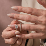 S925 Moissanite 2CT Princess Cut Engagement Ring Set 2PC Hidden Halo Solitaire Ring With Wedding Band