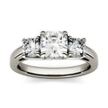 1.76 CTW DEW Cushion Moissanite Three-Stone Ring in 14K White Gold