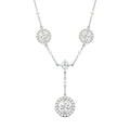 3.05 CTW DEW Round Moissanite Halo Lariat Necklace in 14K White Gold
