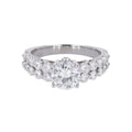 2.15 CTW DEW Round Moissanite Two-Row Engagement Ring in 14K White Gold