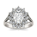 1.98 CTW DEW Oval Moissanite Floral Halo Ring in 14K White Gold