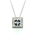 1.90 CTW DEW Square Moissanite Halo Pendant in 14K White Gold