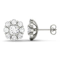 3.20 CTW DEW Cushion Halo Floral Stud in 14K White Gold