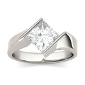 1.70 CTW DEW Square Moissanite Channel-Set Bypass Engagement Ring in 14K White Gold