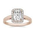 1.98 CTW DEW Radiant Moissanite Halo Engagement Ring in 14K Rose Gold